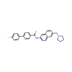 O=C(Nc1ccc2cc(CN3CCCC3)ccc2c1)c1ccc(-c2ccc(F)cc2)cc1 ZINC000084759416