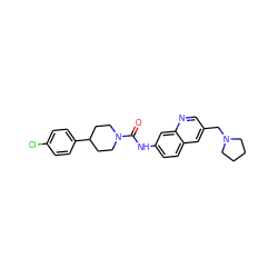 O=C(Nc1ccc2cc(CN3CCCC3)cnc2c1)N1CCC(c2ccc(Cl)cc2)CC1 ZINC000084758909