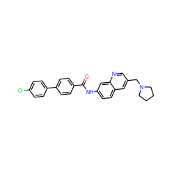 O=C(Nc1ccc2cc(CN3CCCC3)cnc2c1)c1ccc(-c2ccc(Cl)cc2)cc1 ZINC000084671031