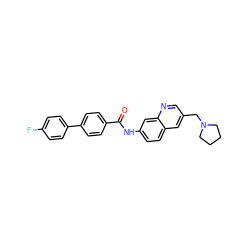 O=C(Nc1ccc2cc(CN3CCCC3)cnc2c1)c1ccc(-c2ccc(F)cc2)cc1 ZINC000084670700