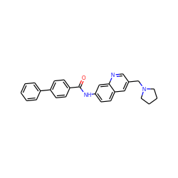 O=C(Nc1ccc2cc(CN3CCCC3)cnc2c1)c1ccc(-c2ccccc2)cc1 ZINC000084670701