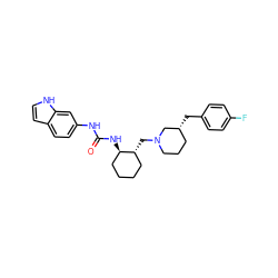 O=C(Nc1ccc2cc[nH]c2c1)N[C@@H]1CCCC[C@H]1CN1CCC[C@@H](Cc2ccc(F)cc2)C1 ZINC000013613309