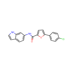 O=C(Nc1ccc2cc[nH]c2c1)c1ccc(-c2ccc(Cl)cc2)o1 ZINC000028972801