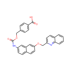 O=C(Nc1ccc2ccc(OCc3ccc4ccccc4n3)cc2c1)OCc1ccc(C(=O)O)cc1 ZINC000013804833