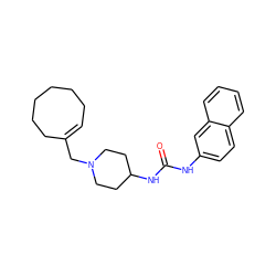 O=C(Nc1ccc2ccccc2c1)NC1CCN(CC2=CCCCCCC2)CC1 ZINC000013974705