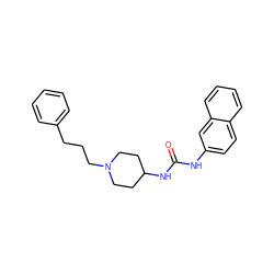 O=C(Nc1ccc2ccccc2c1)NC1CCN(CCCc2ccccc2)CC1 ZINC000028708663