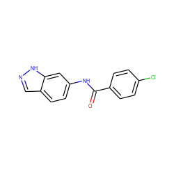 O=C(Nc1ccc2cn[nH]c2c1)c1ccc(Cl)cc1 ZINC000004864608