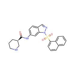 O=C(Nc1ccc2cnn(S(=O)(=O)c3cccc4ccccc34)c2c1)[C@@H]1CCCNC1 ZINC000040938589