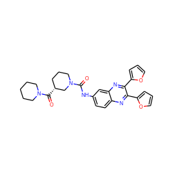 O=C(Nc1ccc2nc(-c3ccco3)c(-c3ccco3)nc2c1)N1CCC[C@@H](C(=O)N2CCCCC2)C1 ZINC000028702916