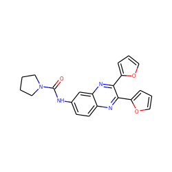 O=C(Nc1ccc2nc(-c3ccco3)c(-c3ccco3)nc2c1)N1CCCC1 ZINC000000780593