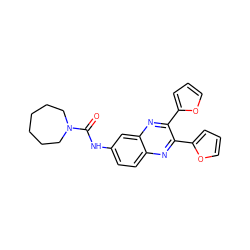 O=C(Nc1ccc2nc(-c3ccco3)c(-c3ccco3)nc2c1)N1CCCCCC1 ZINC000002861505