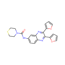 O=C(Nc1ccc2nc(-c3ccco3)c(-c3ccco3)nc2c1)N1CCSCC1 ZINC000006527065