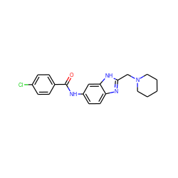 O=C(Nc1ccc2nc(CN3CCCCC3)[nH]c2c1)c1ccc(Cl)cc1 ZINC001338428299