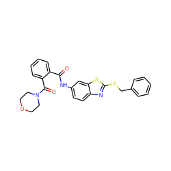 O=C(Nc1ccc2nc(SCc3ccccc3)sc2c1)c1ccccc1C(=O)N1CCOCC1 ZINC000022145817