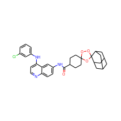 O=C(Nc1ccc2nccc(Nc3cccc(Cl)c3)c2c1)C1CCC2(CC1)OOC1(O2)C2CC3CC(C2)CC1C3 ZINC001772584592