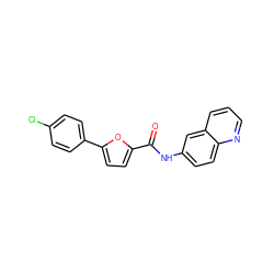 O=C(Nc1ccc2ncccc2c1)c1ccc(-c2ccc(Cl)cc2)o1 ZINC000028972799