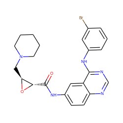 O=C(Nc1ccc2ncnc(Nc3cccc(Br)c3)c2c1)[C@@H]1O[C@H]1CN1CCCCC1 ZINC000045357929