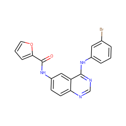 O=C(Nc1ccc2ncnc(Nc3cccc(Br)c3)c2c1)c1ccco1 ZINC000205230031