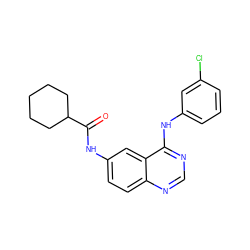 O=C(Nc1ccc2ncnc(Nc3cccc(Cl)c3)c2c1)C1CCCCC1 ZINC001772610571