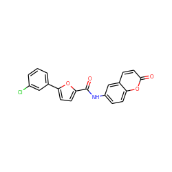 O=C(Nc1ccc2oc(=O)ccc2c1)c1ccc(-c2cccc(Cl)c2)o1 ZINC000002211403