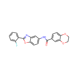 O=C(Nc1ccc2oc(-c3ccccc3F)nc2c1)c1ccc2c(c1)OCCO2 ZINC000001518010