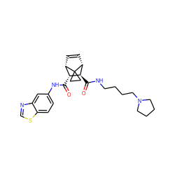 O=C(Nc1ccc2scnc2c1)[C@@H]1[C@@H]2C=C[C@H]([C@H]1C(=O)NCCCCN1CCCC1)C21CC1 ZINC000168296331