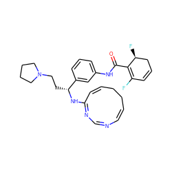 O=C(Nc1cccc([C@@H](CCN2CCCC2)NC2=NC=N/C=C\CC/C=C\2)c1)C1=C(F)C=CC[C@@H]1F ZINC001772593304