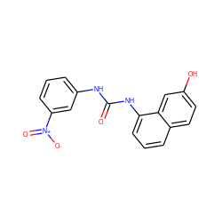 O=C(Nc1cccc([N+](=O)[O-])c1)Nc1cccc2ccc(O)cc12 ZINC000071341375