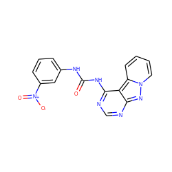 O=C(Nc1cccc([N+](=O)[O-])c1)Nc1ncnc2nn3ccccc3c12 ZINC000028134314