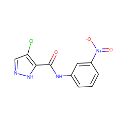 O=C(Nc1cccc([N+](=O)[O-])c1)c1[nH]ncc1Cl ZINC000008684686