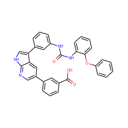 O=C(Nc1cccc(-c2c[nH]c3ncc(-c4cccc(C(=O)O)c4)cc23)c1)Nc1ccccc1Oc1ccccc1 ZINC000043020648