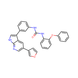 O=C(Nc1cccc(-c2c[nH]c3ncc(-c4ccoc4)cc23)c1)Nc1ccccc1Oc1ccccc1 ZINC000043014773