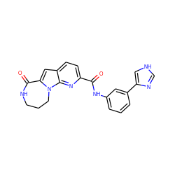 O=C(Nc1cccc(-c2c[nH]cn2)c1)c1ccc2cc3n(c2n1)CCCNC3=O ZINC000117701413