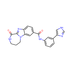 O=C(Nc1cccc(-c2c[nH]cn2)c1)c1ccc2nc3n(c2c1)CCCNC3=O ZINC000117701764