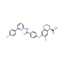 O=C(Nc1cccc(-c2ccc(Cl)cc2)n1)c1ccc(Oc2cc3c(cc2Cl)[C@H](C(=O)O)CCO3)cc1 ZINC000068244053