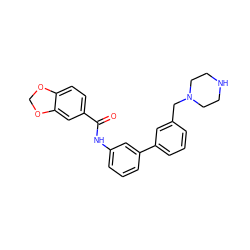 O=C(Nc1cccc(-c2cccc(CN3CCNCC3)c2)c1)c1ccc2c(c1)OCO2 ZINC000040952677