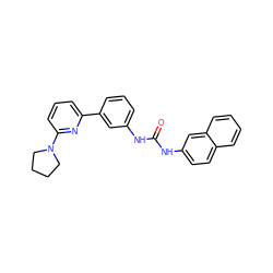 O=C(Nc1cccc(-c2cccc(N3CCCC3)n2)c1)Nc1ccc2ccccc2c1 ZINC000299837514