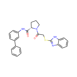 O=C(Nc1cccc(-c2ccccc2)c1)[C@@H]1CCCN1C(=O)CSc1nc2ccccc2[nH]1 ZINC000029127697