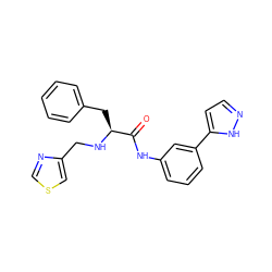 O=C(Nc1cccc(-c2ccn[nH]2)c1)[C@H](Cc1ccccc1)NCc1cscn1 ZINC000084704142