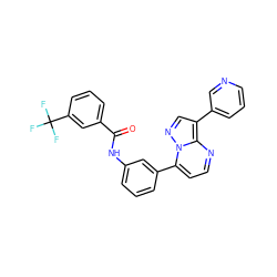 O=C(Nc1cccc(-c2ccnc3c(-c4cccnc4)cnn23)c1)c1cccc(C(F)(F)F)c1 ZINC000049050408