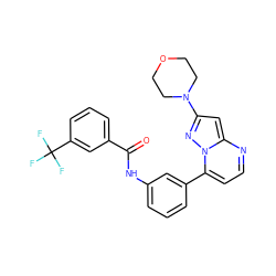 O=C(Nc1cccc(-c2ccnc3cc(N4CCOCC4)nn23)c1)c1cccc(C(F)(F)F)c1 ZINC000049072792