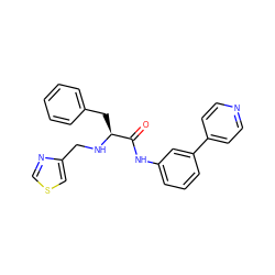 O=C(Nc1cccc(-c2ccncc2)c1)[C@H](Cc1ccccc1)NCc1cscn1 ZINC000084672085