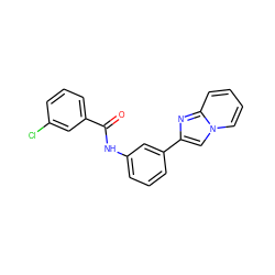 O=C(Nc1cccc(-c2cn3ccccc3n2)c1)c1cccc(Cl)c1 ZINC000000457255