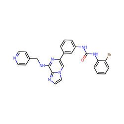 O=C(Nc1cccc(-c2cn3ccnc3c(NCc3ccncc3)n2)c1)Nc1ccccc1Br ZINC000049037003