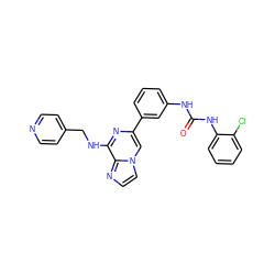 O=C(Nc1cccc(-c2cn3ccnc3c(NCc3ccncc3)n2)c1)Nc1ccccc1Cl ZINC000049037001