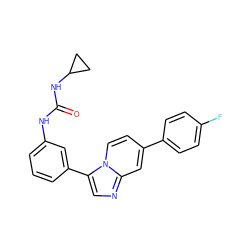 O=C(Nc1cccc(-c2cnc3cc(-c4ccc(F)cc4)ccn23)c1)NC1CC1 ZINC000147300134