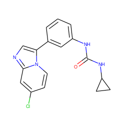 O=C(Nc1cccc(-c2cnc3cc(Cl)ccn23)c1)NC1CC1 ZINC000116147299