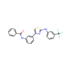 O=C(Nc1cccc(-c2csc(Nc3cccc(C(F)(F)F)c3)n2)c1)c1ccccc1 ZINC000013682585