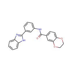 O=C(Nc1cccc(-c2nc3ccccc3[nH]2)c1)c1ccc2c(c1)OCCO2 ZINC000005062047