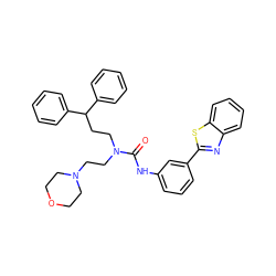 O=C(Nc1cccc(-c2nc3ccccc3s2)c1)N(CCC(c1ccccc1)c1ccccc1)CCN1CCOCC1 ZINC000095605534